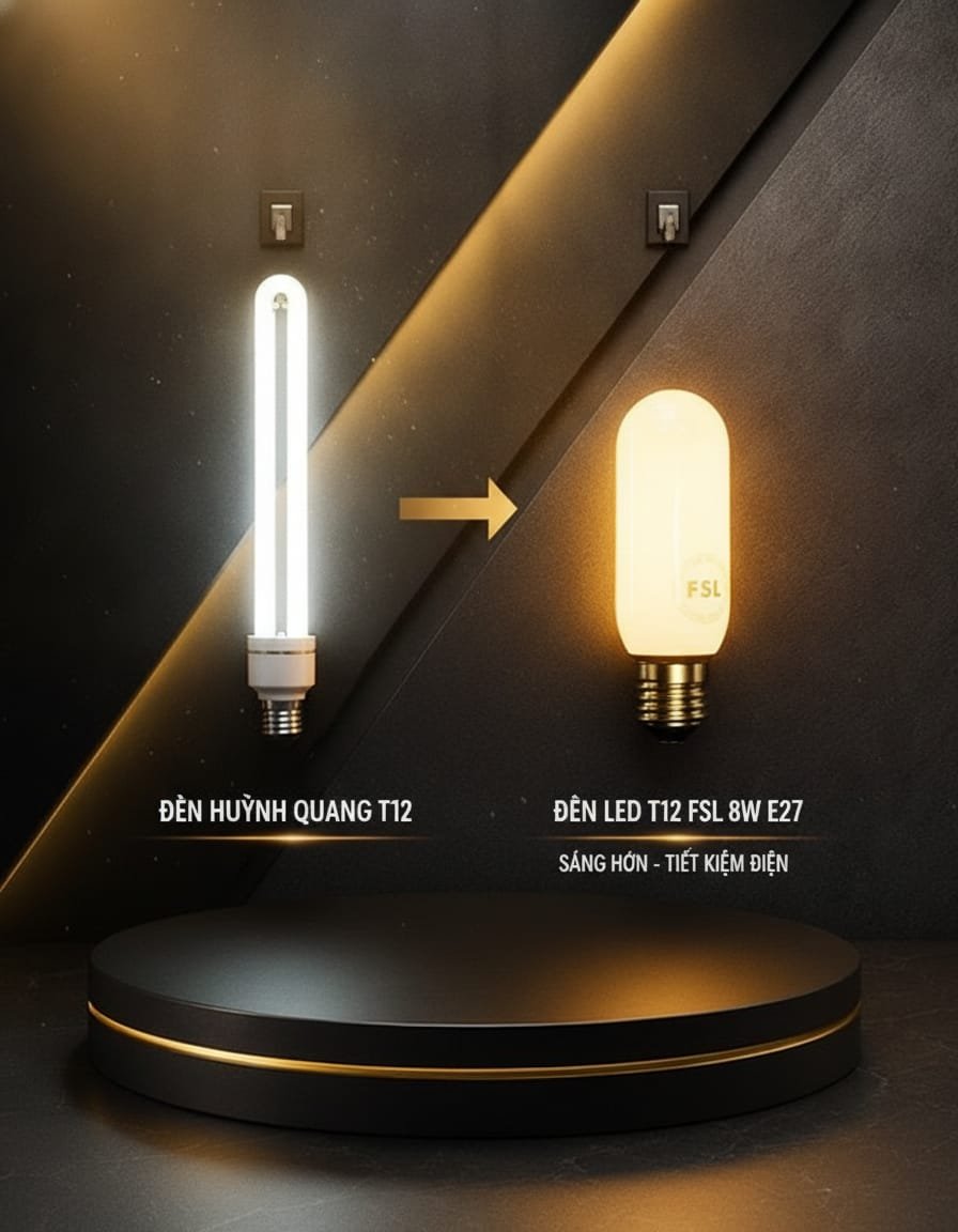 So sánh đèn LED T12 và đèn huỳnh quang T12